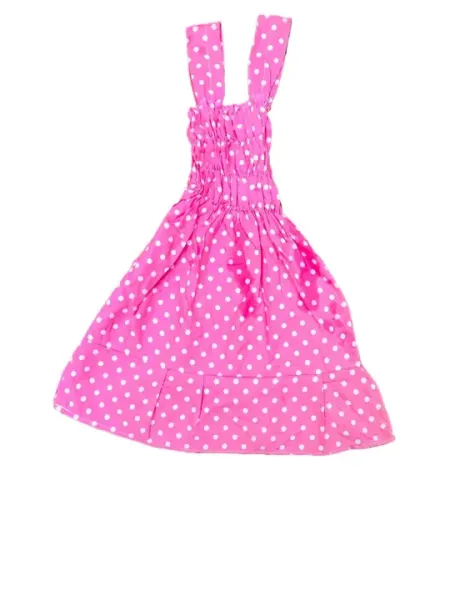 Pink Printed Knee Length Casual Sleeveless Summer Dress For Girls